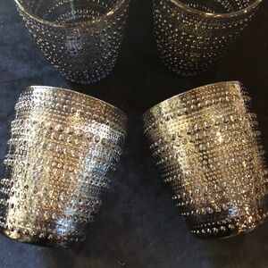 SET OF FOUR CRYSTAL DOUBLE OLD FASHIONED GLASSES, SMOKE GRAY COLOR, NEW IN BOX